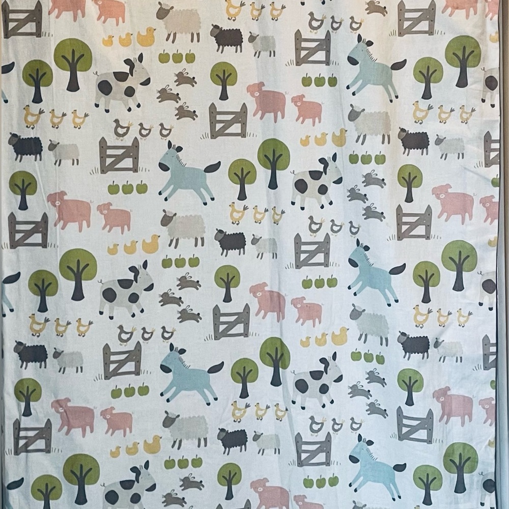 Vintage~John Lewis ~ Blackout Curtain ~ Nursery ~ Baby Farm Animals 64”Wx74”L.